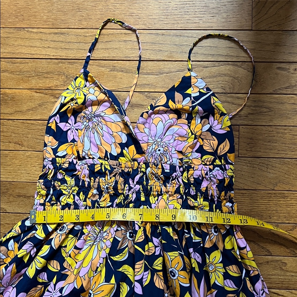 J Crew V-neck smocked-waist cotton poplin dress in dusk floral - Picture 6 of 8